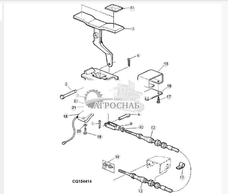 REVERSER PEDAL WITH CABLE AND ATTACHING PARTS 